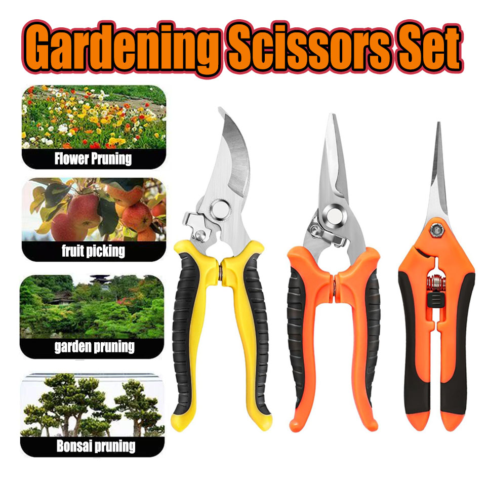 Gardening Tools Pink - 3PCS Bahçe Makası Seti Ergonomik Kaymaz