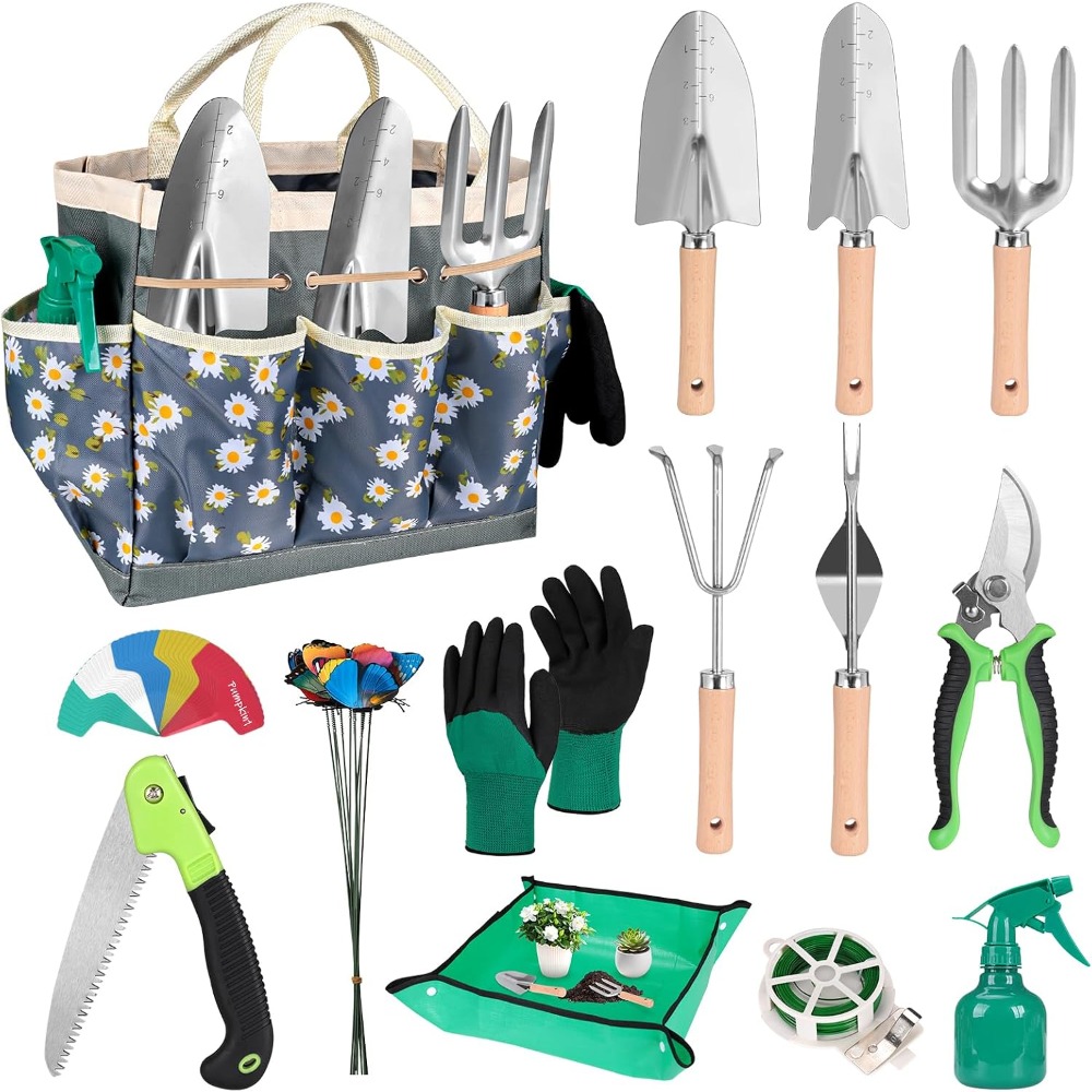 Gardening Tools Gift Set - 62 Parçalı Bahçe Alet Seti, Paslanmaz