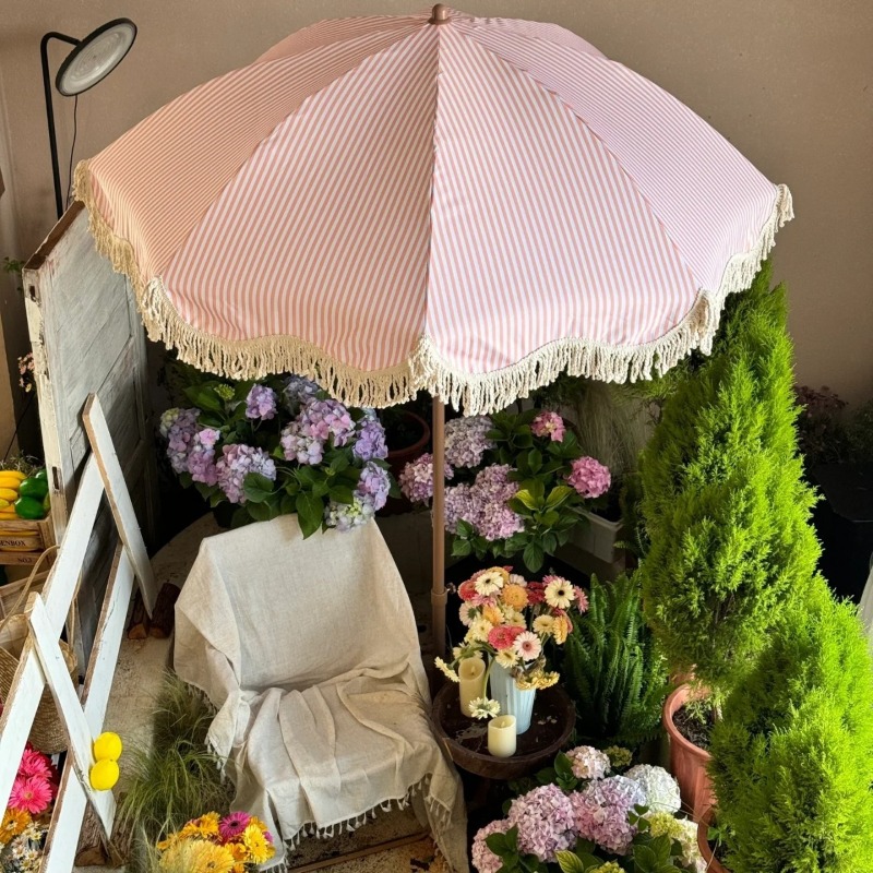 ZBN Pembe Çizgili Bahçe Şemsiy - Gardening Tools Pink incelemesi ve fiyatı
