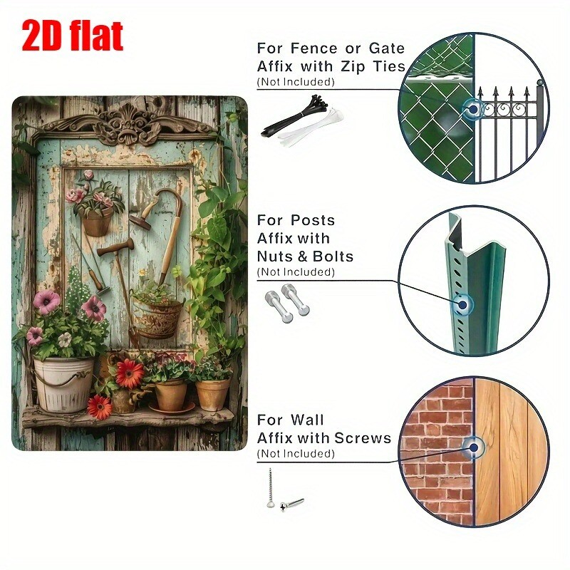 Vintage Çiçekli Metal Tabela 8 - Gardening Tools Vintage incelemesi ve fiyatı