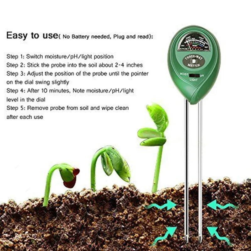 Bahçe PH Ölçer Güneş Işığı 3'ü - Moisture Meter Plant incelemesi ve fiyatı