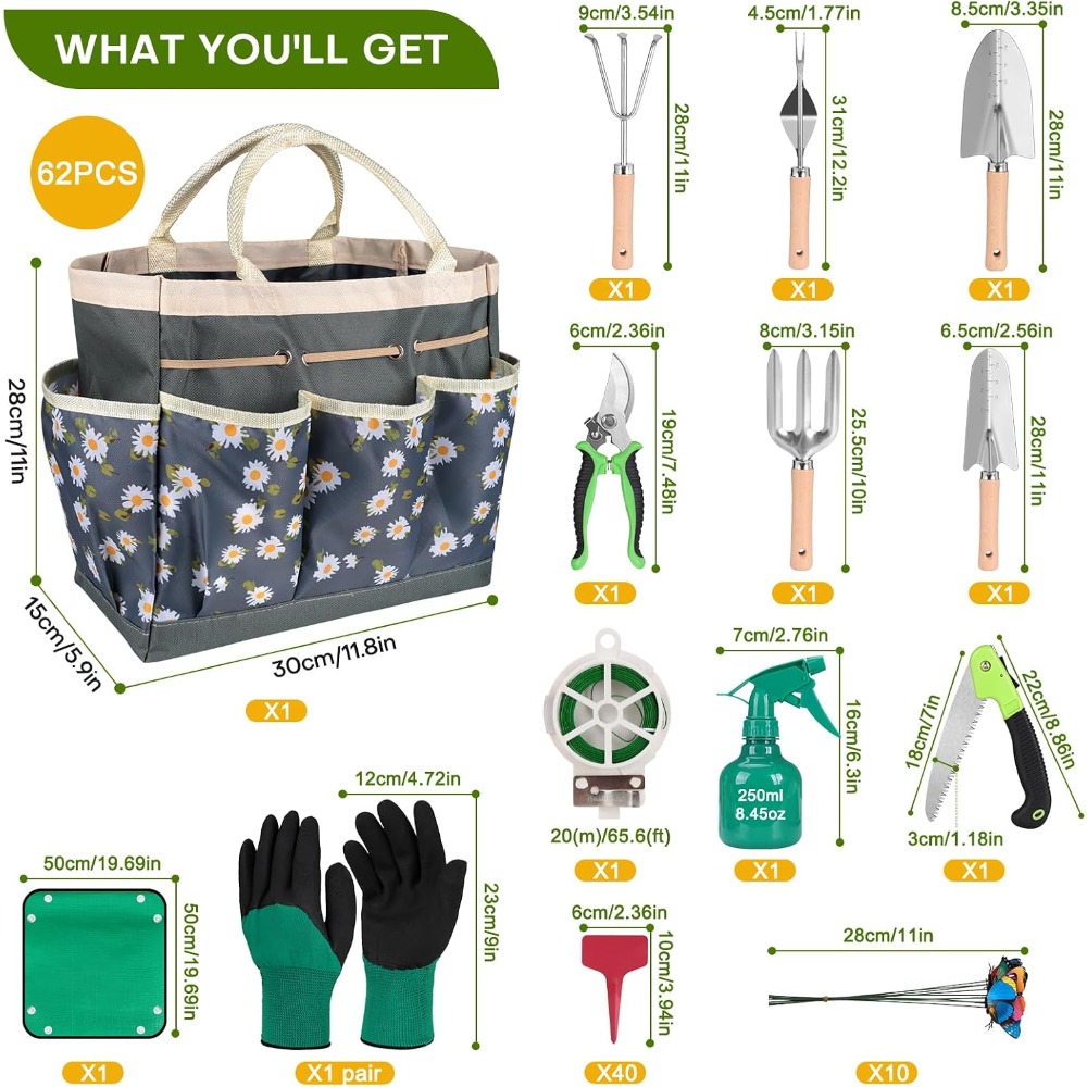 62 Parçalı Bahçe Alet Seti, Pa - Gardening Tools Gift Set incelemesi ve fiyatı